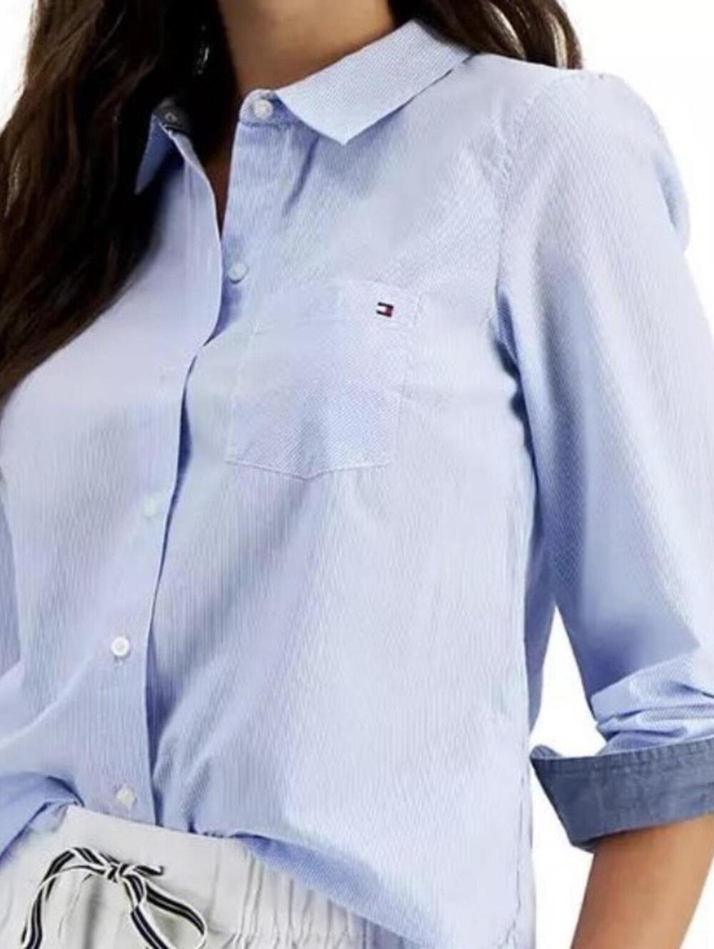 Tommy Hilfiger Women’s Cotton Pinstripe Button-Down Shirt Large